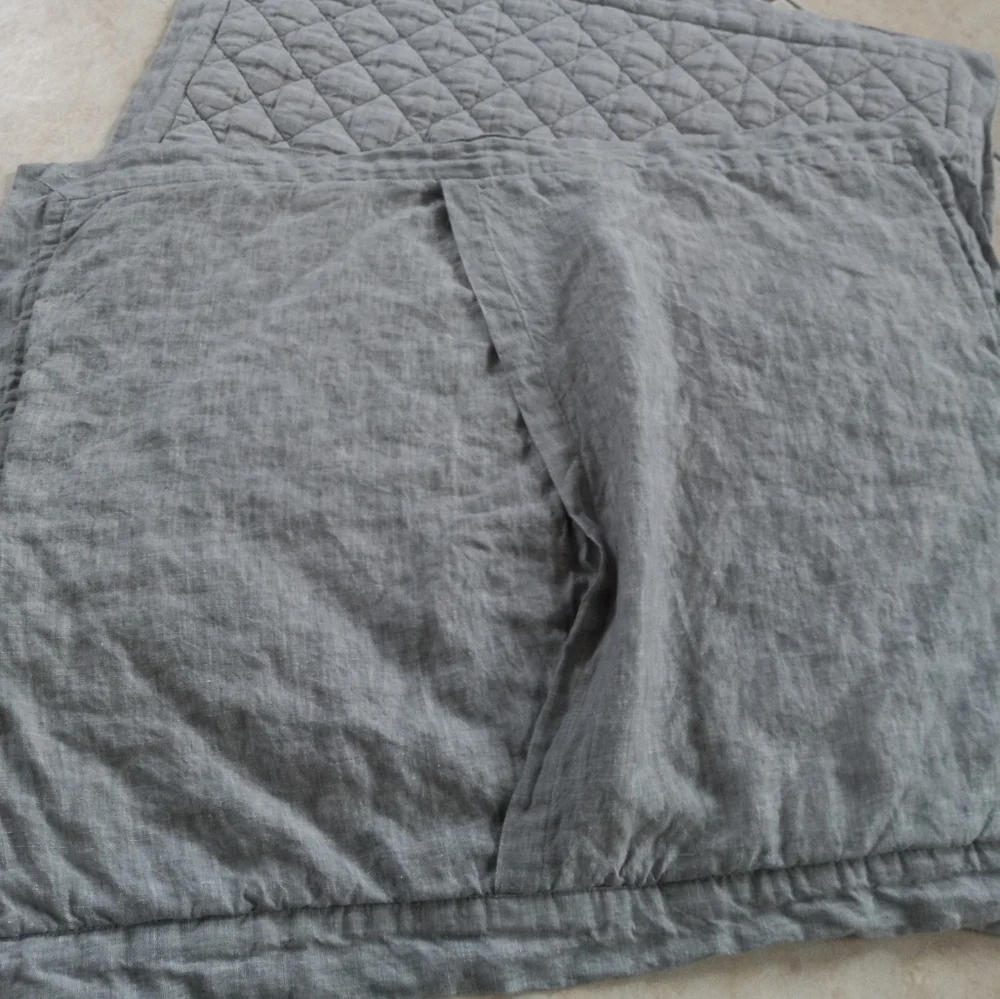 Pottery Barn Belgian Flax Linen Diamond Quilted Shams In Flagstone